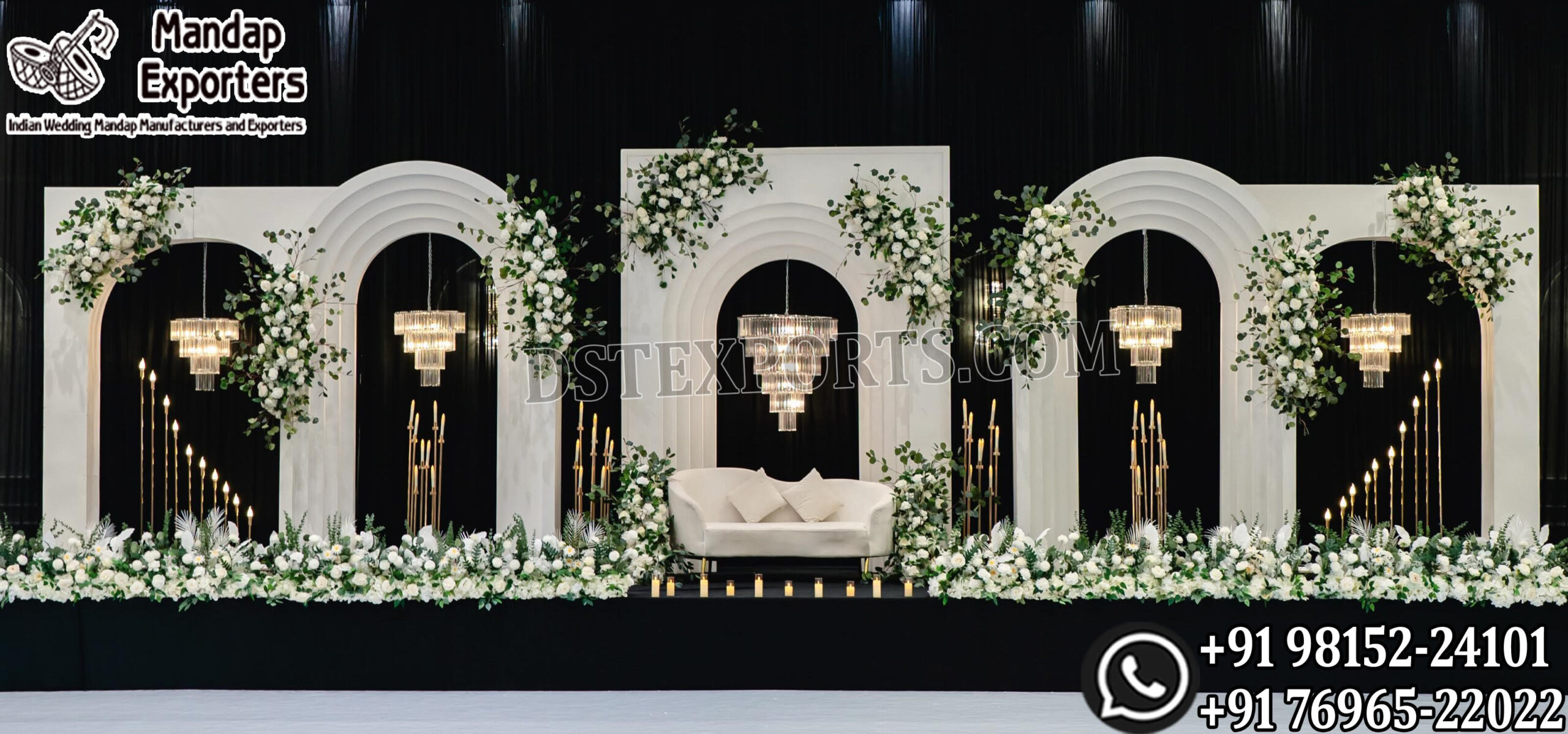 Luxury Nikkah Stage Decoration, Wedding Stage Backdrop, Modern Arched Wedding Panels, Royal Wedding Stage Setup, Elegant Muslim Wedding Stage, Moroccan Style Wedding Backdrop, White Wedding Stage Decoration, Luxury Reception Stage Decor, Floral Wedding Backdrop Panels, Premium Wedding Stage Furniture, Mandap Exporters Wedding Stage, Designer Wedding Backdrop, Wedding Arch Panels, Luxury Event Decor, Indian Wedding Stage Manufacturer, Royal Nikkah Setup, Floral Stage Decoration, Contemporary Wedding Stage Design, Wedding Stage Exporter India, Elegant Wedding Sofa Set