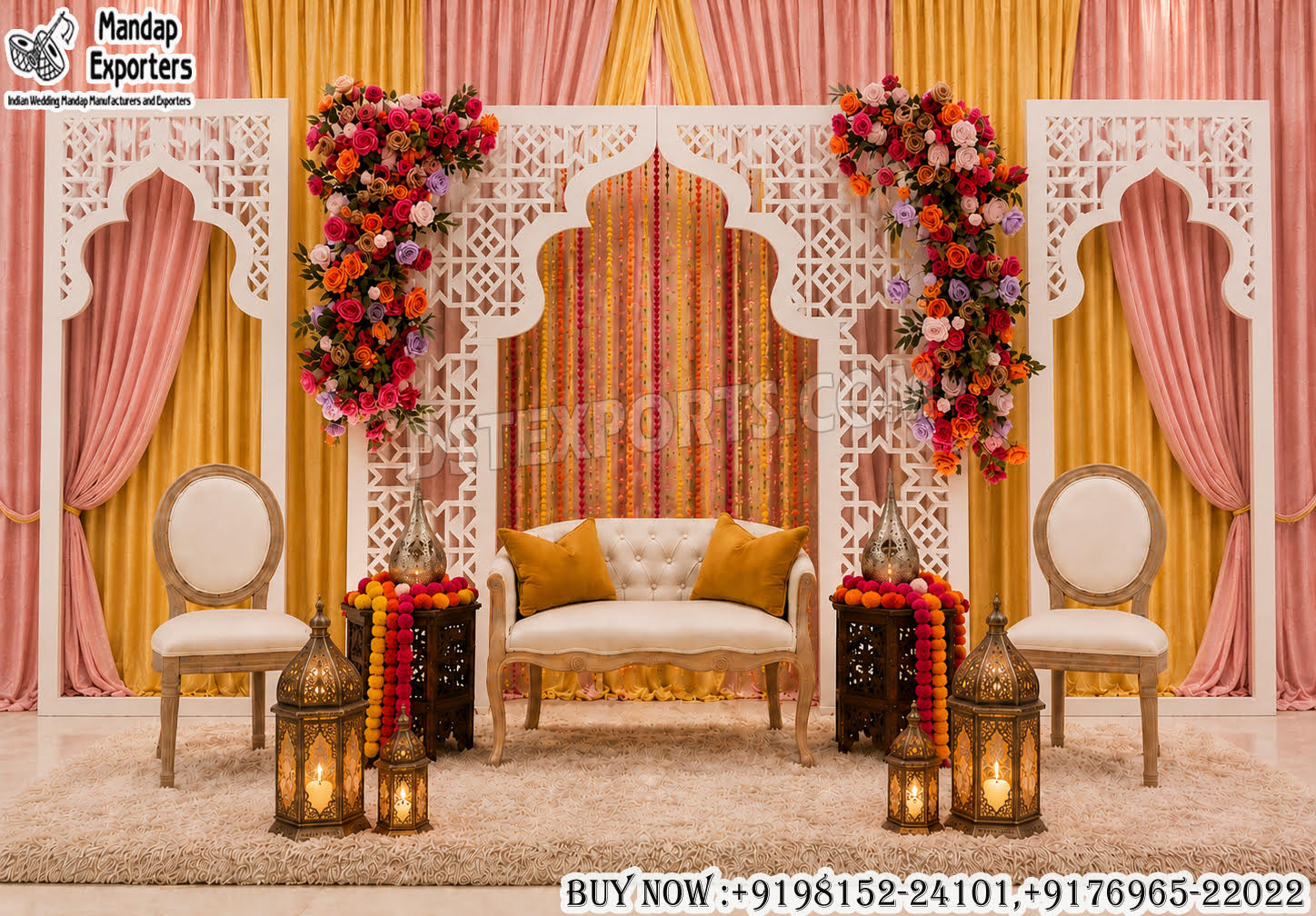 Luxury White Laser Cut Backdrop Panels for Wedding Stage
