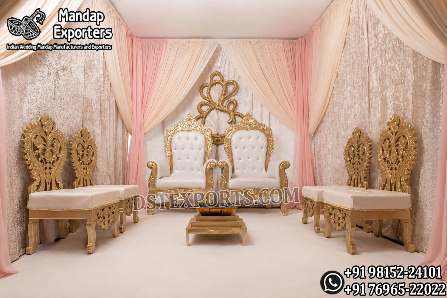 royal wedding mandap, bridal groom mandap chairs, luxury wedding seating, carved wedding mandap, ivory wedding mandap, floral wedding canopy, traditional wedding mandap, premium wedding décor, designer mandap setup, wedding ceremony seating, luxury mandap chairs, Indian wedding stage décor, decorative wedding pillars, elegant wedding canopy, banquet hall mandap, handcrafted wedding furniture, wedding ritual seating, floral mandap decoration, destination wedding mandap, bridal stage décor, cultural wedding setup, luxury wedding stage, carved mandap pillars, reception ceremony mandap, royal wedding furniture