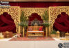 Mughal Palace-Style Mehrab Arch Panels For Islamic Weddings walima stage décor, paisley wedding backdrop, luxury walima setup, golden paisley panels, royal wedding stage, carved paisley backdrop, wedding reception décor, designer walima stage, Islamic wedding stage décor, luxury wedding backdrop, decorative paisley frames, banquet hall wedding setup, premium stage decoration, ornate wedding backdrop, wedding couple seating, handcrafted wedding décor, elegant walima backdrop, destination wedding stage, cultural wedding décor, floral wedding setup, royal event stage, luxury stage furniture, decorative wedding panels, Asian wedding stage décor, premium walima decoration