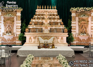 Royal Rameshwaram Temple Mandap for Hindu Weddings we are manufacturer and exporters of all types of wedding product like - wedding mandap , crystal mandaps ,metal mandaps, stages , wedding frames/panels, wedding sofa set, bride groom chairs, mandap chairs ,punjabi culture statues , wedding swings , horse drawn carriages ,backdrop curtain etc.