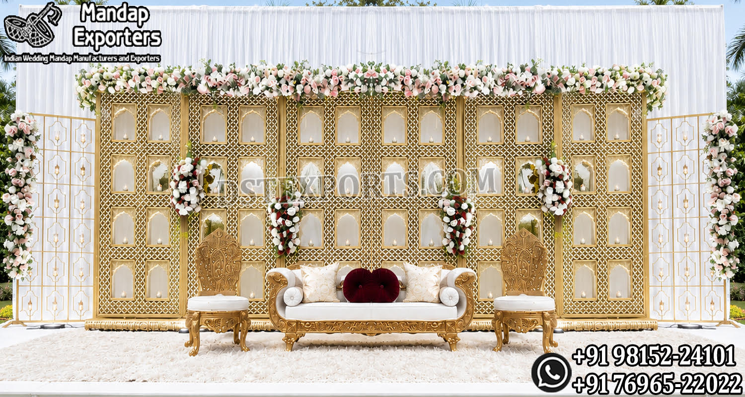 we are manufacturer and exporters of all types of wedding product like - wedding mandap , crystal mandaps ,metal mandaps, stages , wedding frames/panels, wedding sofa set, bride groom chairs, mandap chairs ,punjabi culture statues , wedding swings , horse drawn carriages ,backdrop curtain etc.