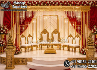 Lavish Indian Wedding Mandap Chair Set royal wedding mandap, bridal groom mandap chairs, luxury wedding seating, carved wedding mandap, ivory wedding mandap, floral wedding canopy, traditional wedding mandap, premium wedding dΓ©cor, designer mandap setup, wedding ceremony seating, luxury mandap chairs, Indian wedding stage dΓ©cor, decorative wedding pillars, elegant wedding canopy, banquet hall mandap, handcrafted wedding furniture, wedding ritual seating, floral mandap decoration, destination wedding mandap, bridal stage dΓ©cor, cultural wedding setup, luxury wedding stage, carved mandap pillars, reception ceremony mandap, royal wedding furniture