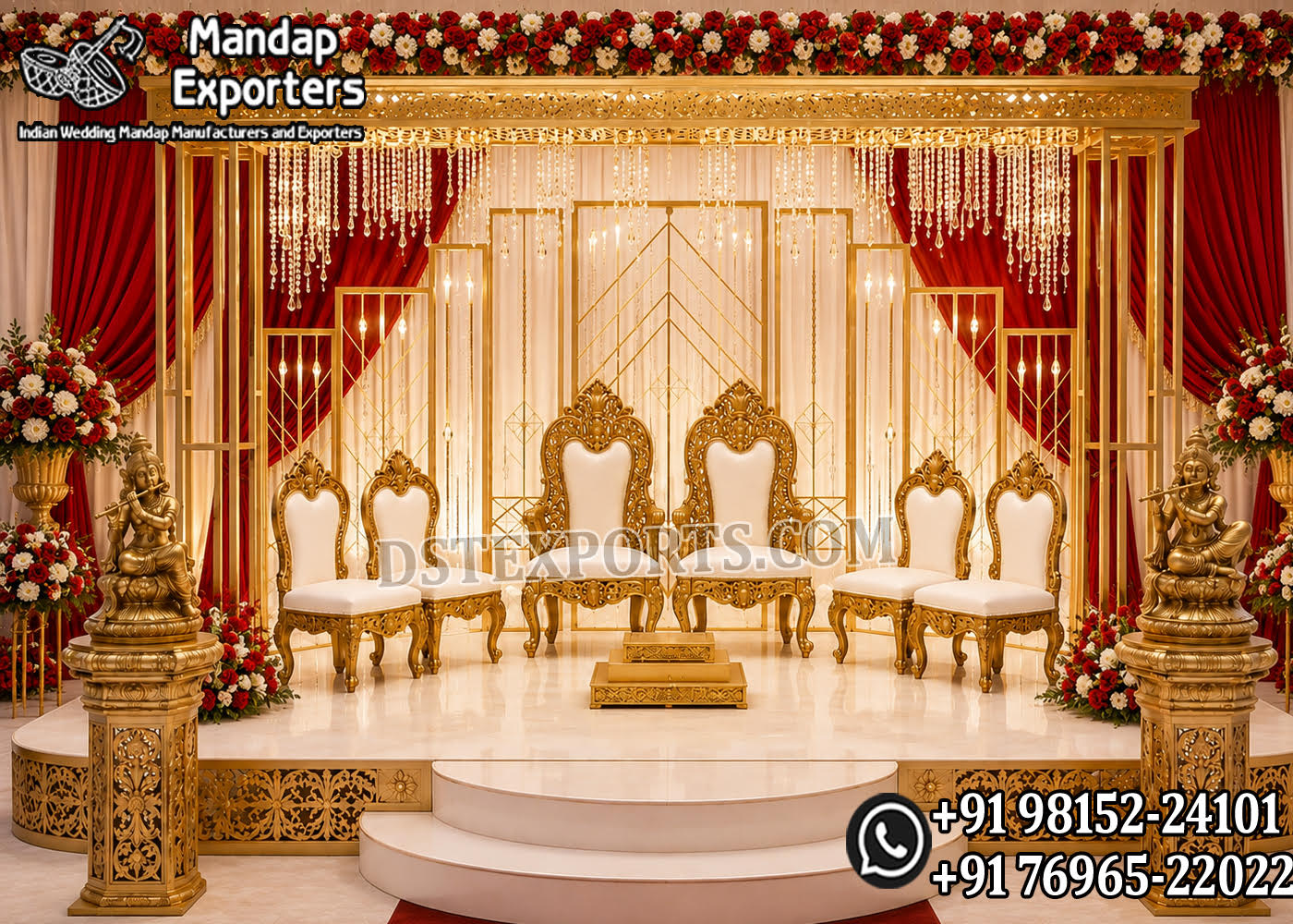 royal wedding mandap, bridal groom mandap chairs, luxury wedding seating, carved wedding mandap, ivory wedding mandap, floral wedding canopy, traditional wedding mandap, premium wedding décor, designer mandap setup, wedding ceremony seating, luxury mandap chairs, Indian wedding stage décor, decorative wedding pillars, elegant wedding canopy, banquet hall mandap, handcrafted wedding furniture, wedding ritual seating, floral mandap decoration, destination wedding mandap, bridal stage décor, cultural wedding setup, luxury wedding stage, carved mandap pillars, reception ceremony mandap, royal wedding furniture