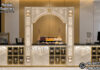 Premium Live Stall Counter for Wedding Decor Premium stainless steel live wedding food stall counter with decorative white and gold panels, elegant center arch, and luxury catering setup for wedding receptions, banquets, hotels, and event dΓ©cor.