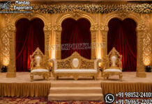 South Indian Wedding Golden Fiber Arch Panels destination wedding mandap, fusion wedding pavilion mandap, luxury wedding canopy, outdoor wedding mandap, white and gold wedding mandap, laser cut wedding mandap, Islamic style wedding mandap, Mughal inspired mandap, royal wedding pavilion, designer wedding mandap setup, premium wedding mandap décor, floral wedding mandap, crystal hanging mandap, luxury phera mandap, wedding stage decoration, modern wedding mandap design, elegant wedding canopy setup, destination wedding decor Royal Mughal Wedding Stage Backdrop, Mughal Arch Wedding Backdrop, Fiber Wedding Stage Panels, Luxury Wedding Stage Decor, Arabic Wedding Backdrop, Muslim Wedding Stage Setup, Nikkah Stage Decoration, Walima Stage Backdrop, Reception Stage Design, Wedding Backdrop Manufacturer, FRP Wedding Panels, Carved Wedding Backdrop, Indian Wedding Stage Decor, Heritage Wedding Backdrop, Dome Arch Backdrop Panels, Event Stage Decoration, Wedding Furniture Set, Royal Wedding Sofa Set, Bride Groom Stage Setup