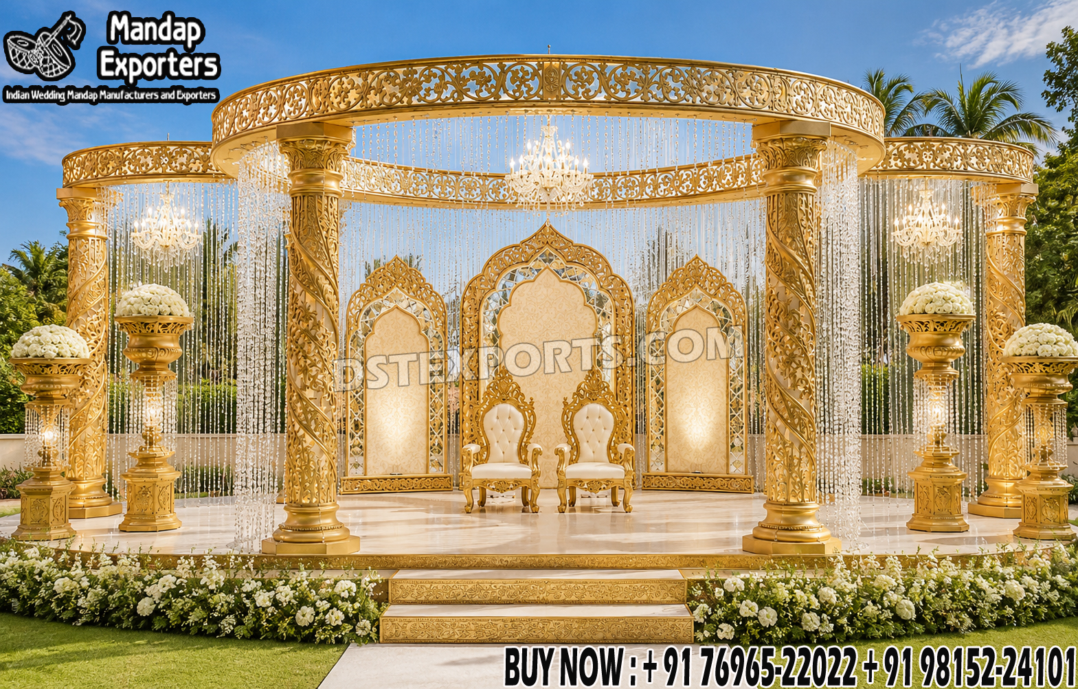 Elegant Design Fiber Spiral Piller Wedding Mandap