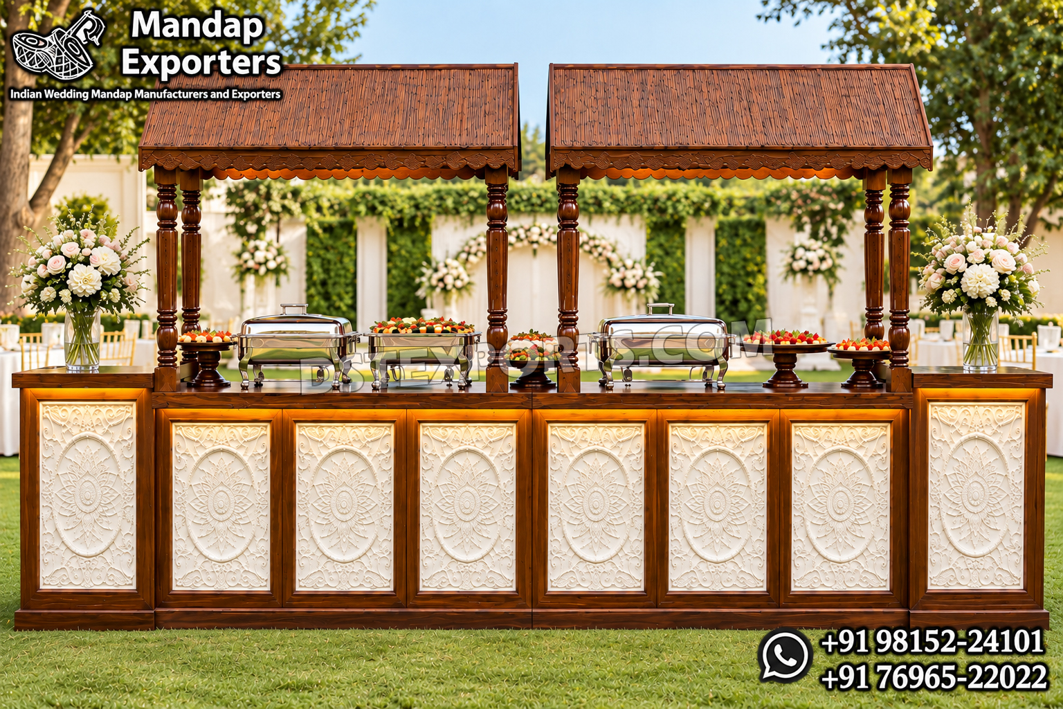 Elegant Wedding Wooden Food Presentation Counter