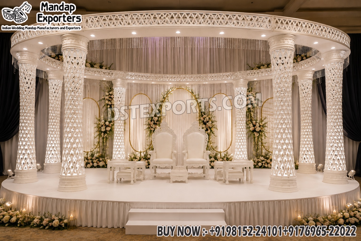 Impressive-Diamond-Cut-Fiber-Crystal-Wedding-Mandap