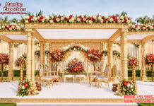 Indian Wedding Haveli Look Triple Pillars Wooden Mandap Indian Wedding Haveli Look Triple Pillars Wooden Mandap