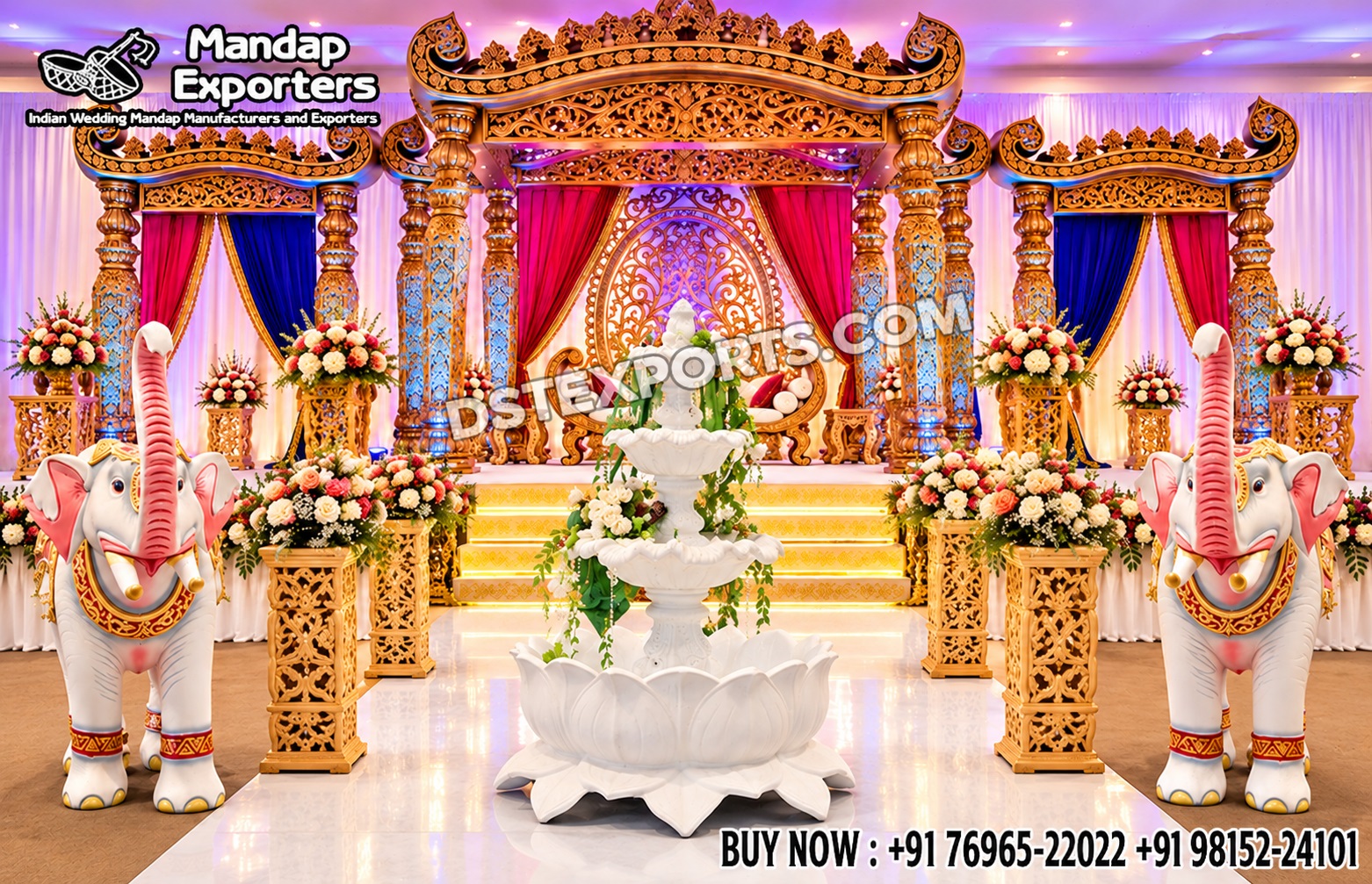 Shop luxury Bollywood-style Dhanush Indian wedding mandaps from DST Exports. Custom Hindu wedding mandaps, carved décor and export solutions for Australia.