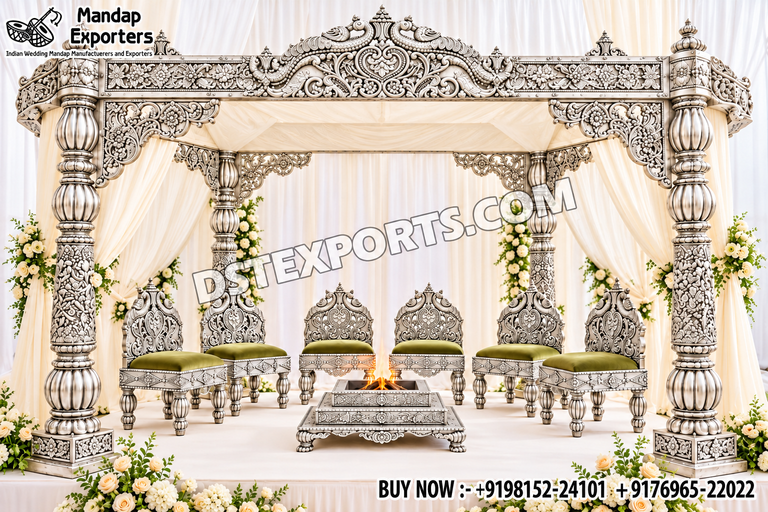Grand German Silver Traditional Hindu Wedding Mandap Set