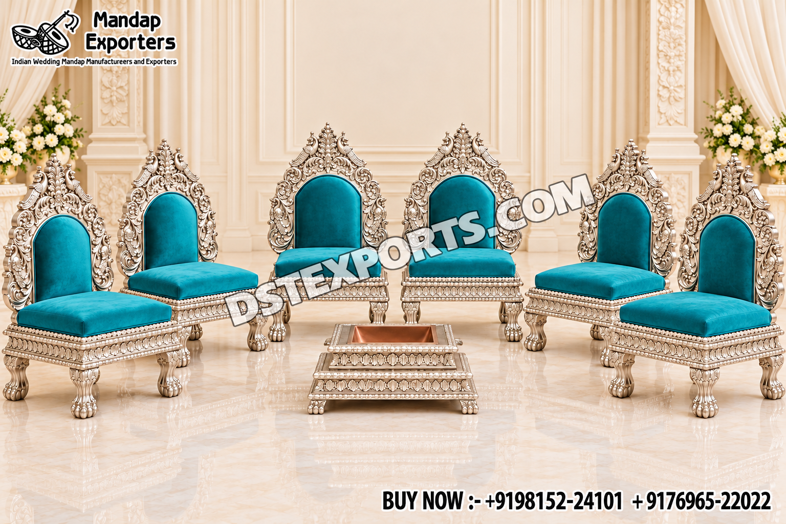 Lavish Indian Wedding German Silver Mandap Chair Set