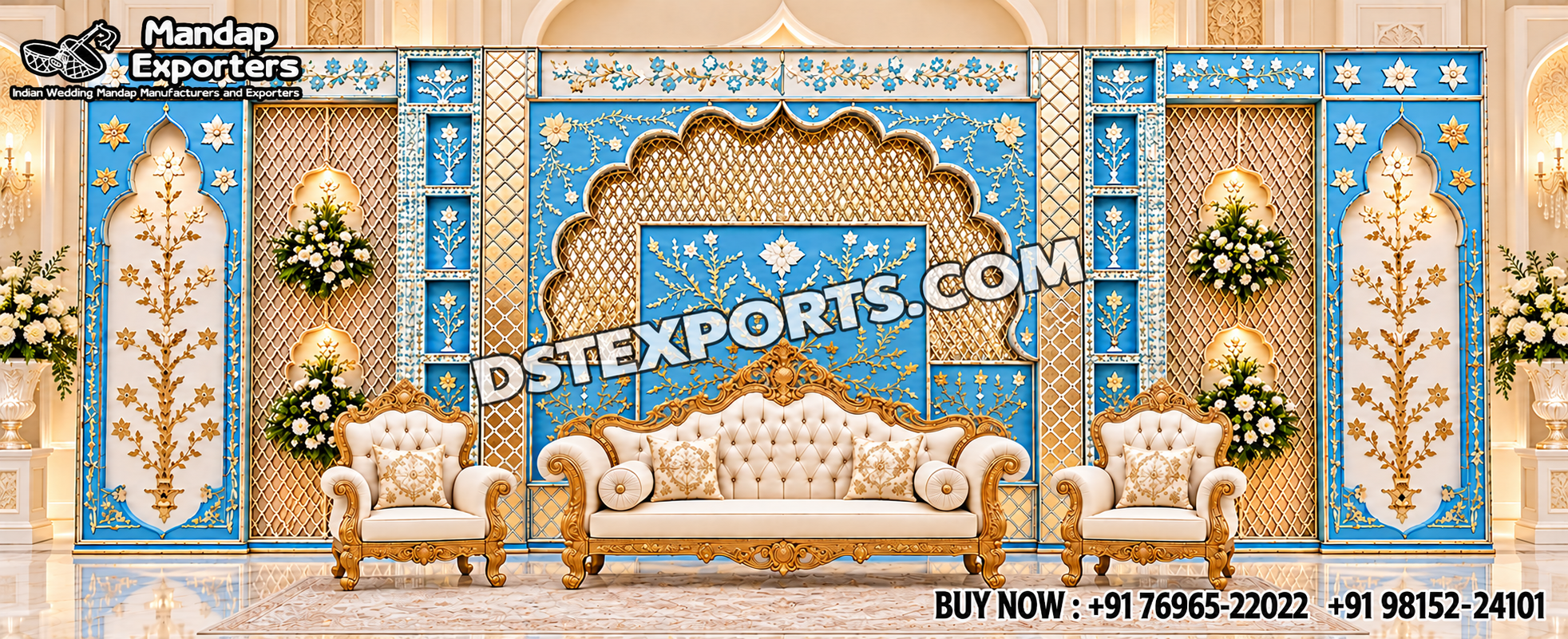 Mughal Jharokha Style Mirror Wedding Stage Backdrop Frames