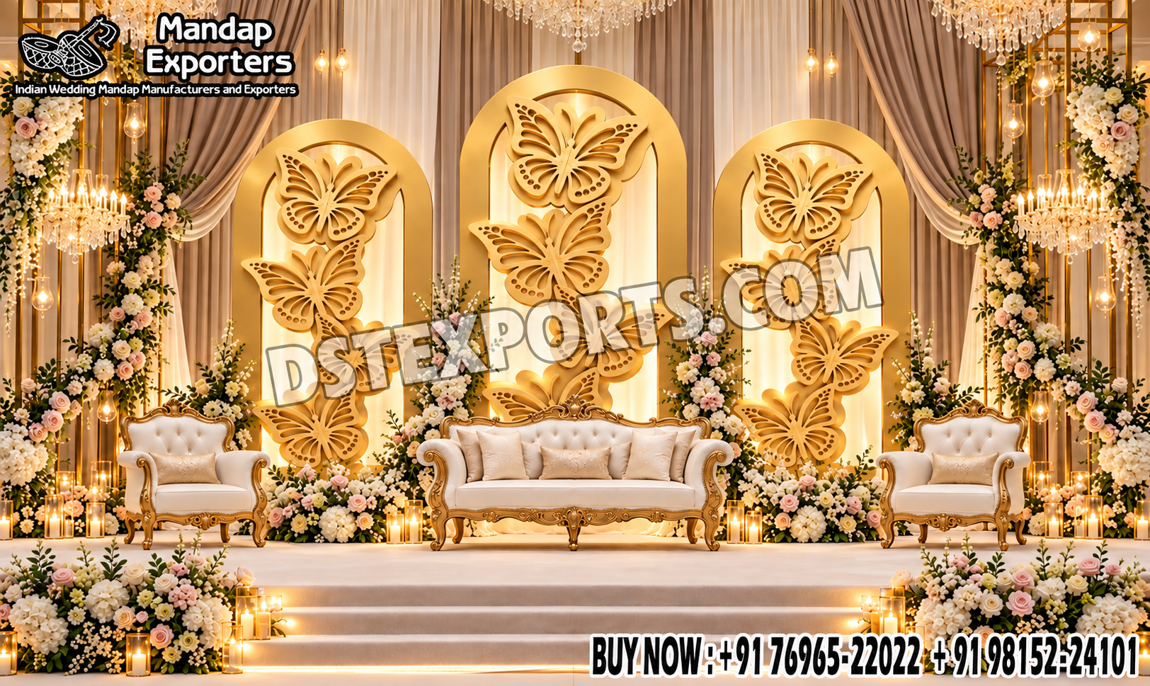 Royal Butterfly Carved Panels For Luxury Weddings