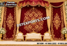 Traditional Bollywood Reception Embroidered Backdrop Curtain Set Traditional Bollywood Reception Embroidered Backdrop Curtain Set